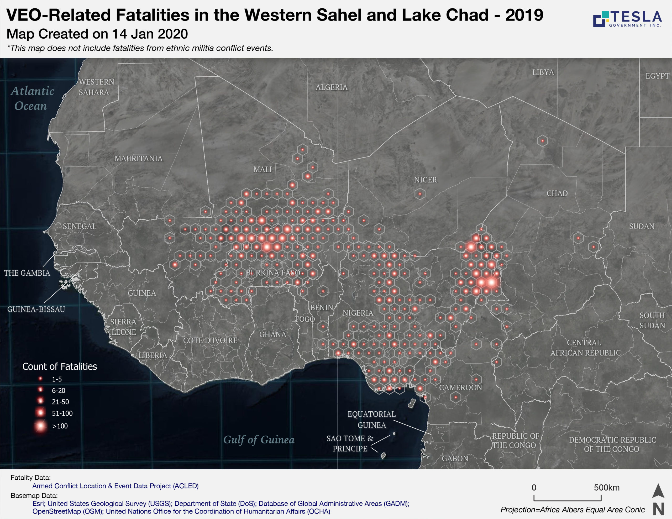 Map of Lake Chad and VEO Fatalities
